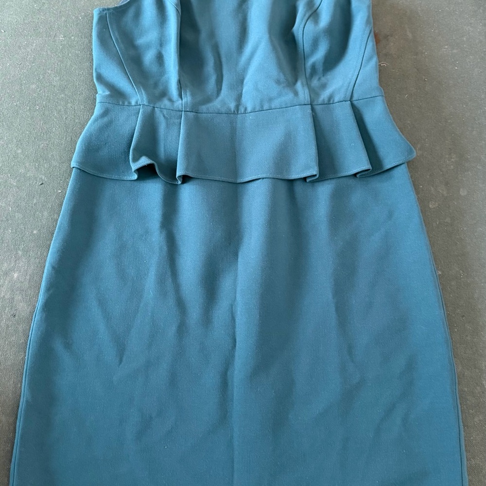 LOFT Teal Strapless Peplum Dress. CAJA. # 1